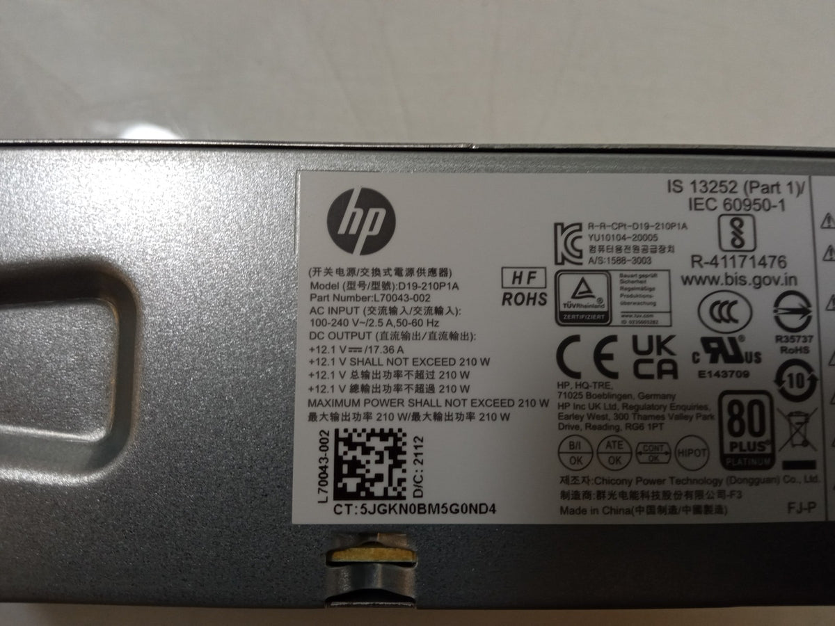HP ProDesk 400 G7 210W SFF Power Supply Unit L70043-002