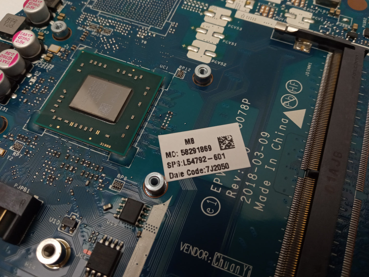 HP 255 G7 Laptop Motherboard with AMD A4-9125 2.30 GHz CPU DDR4 L54792-601