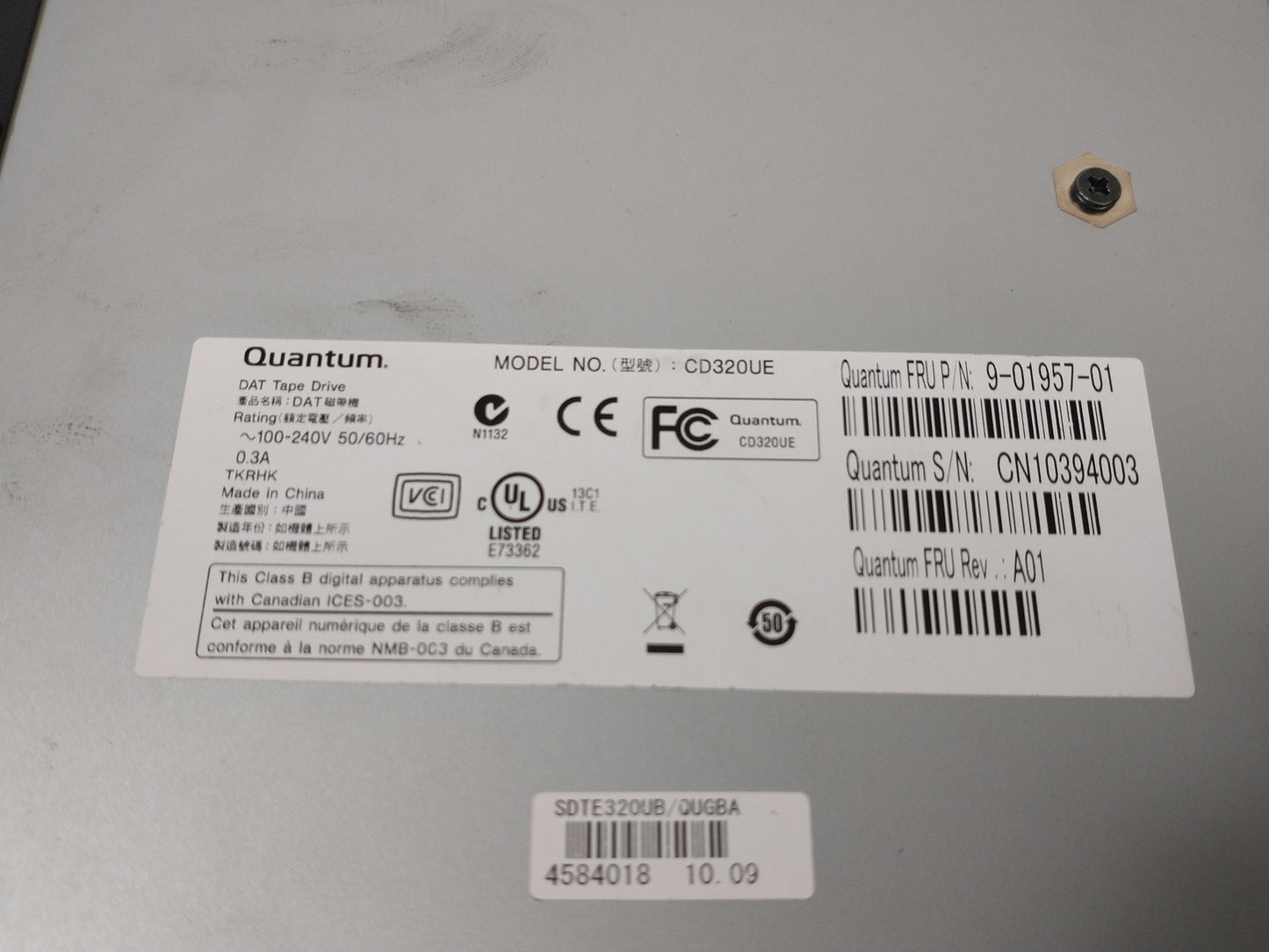 Quantum CD320UE DAT320 USB External Tape Drive - Tested To Power On