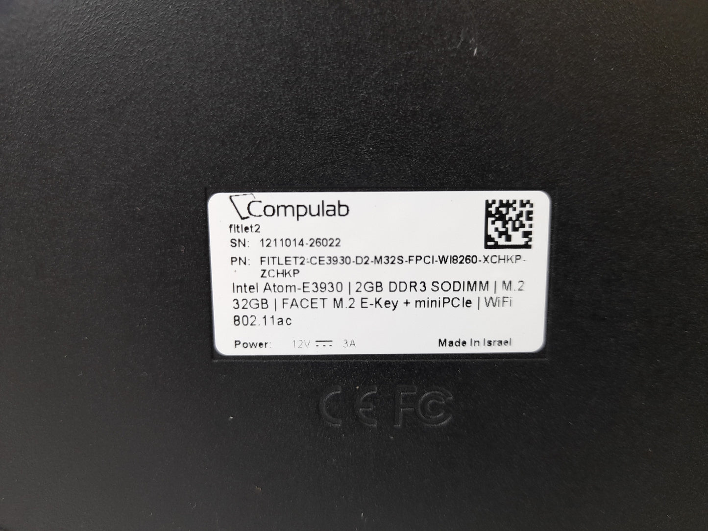 Compulab FITLET2-CE3930 Intel Atom Fanless Mini PC w/ 2GB DDR3 32GB M.2 - No OS