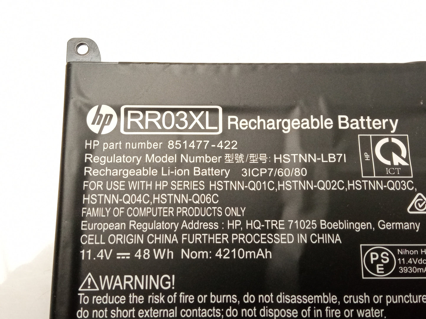 HP 48Wh 11.4V 4210mAh Replacement Laptop Battery RR03XL 851610-855