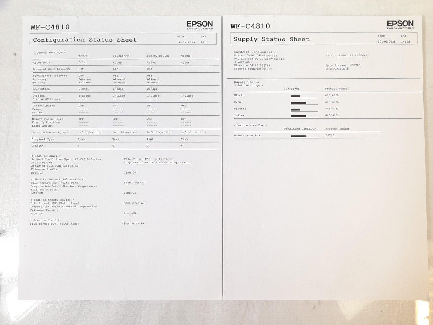 EPSON WorkForce Pro WF-C4810 AIO Wireless Print Copy Scan Fax Ethernet Printer