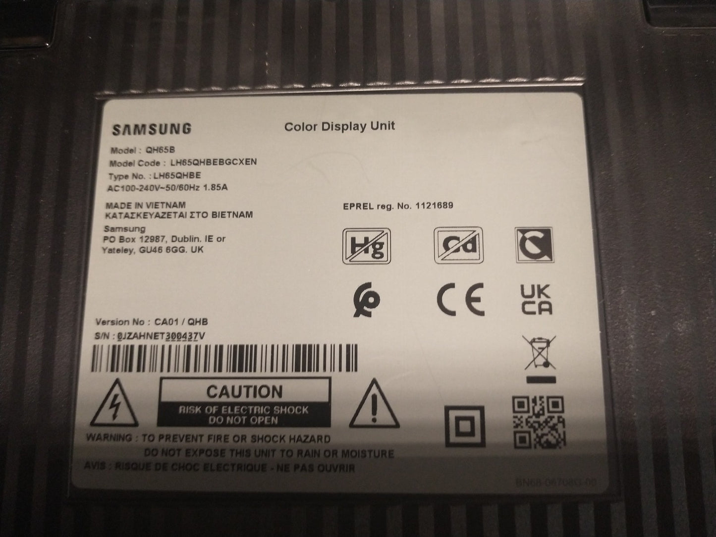 Samsung QH65B 65" 4K UHD Commercial LED Signage Display