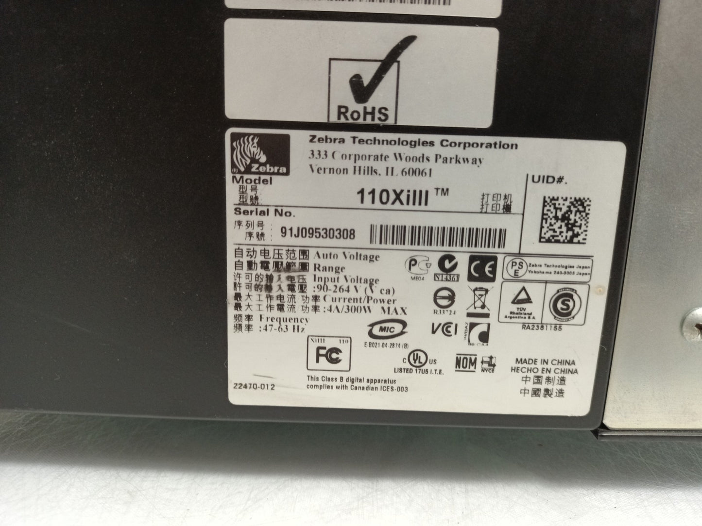 Zebra 110XiIII PLUS Xi Series USB Serial Industrial Thermal Label Printer