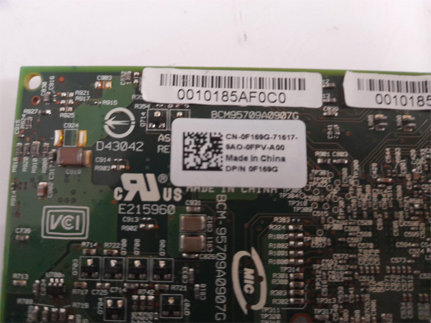 Dell Broadcom NetXtreme II 5709 PCIe Dual Port Network Card 0F169G F169G