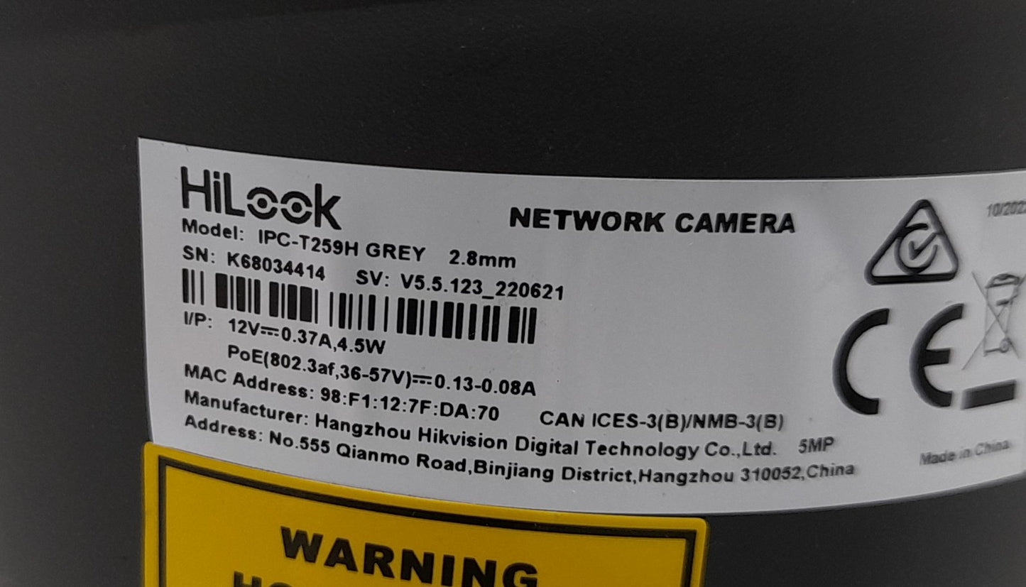 Hikvision IPC-T259H-GREY Hi-Look COLORVU IP 5MP CCTV Camera