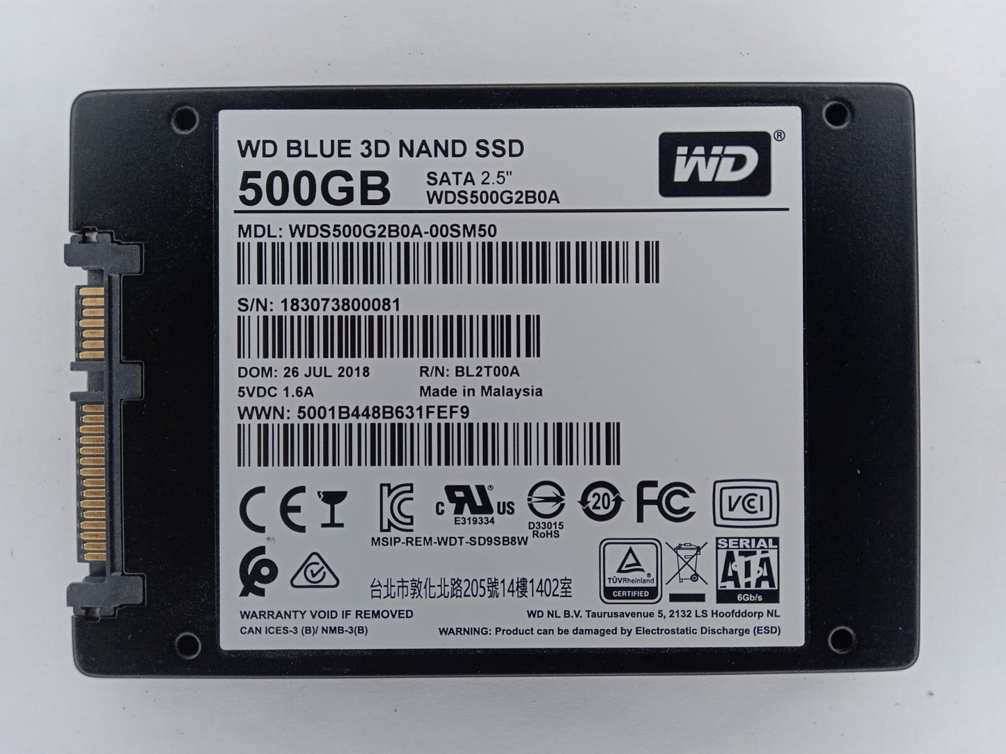 Western Digital WD Blue WDS500G2B0A-00SM50 500GB 2.5" Solid State Drive