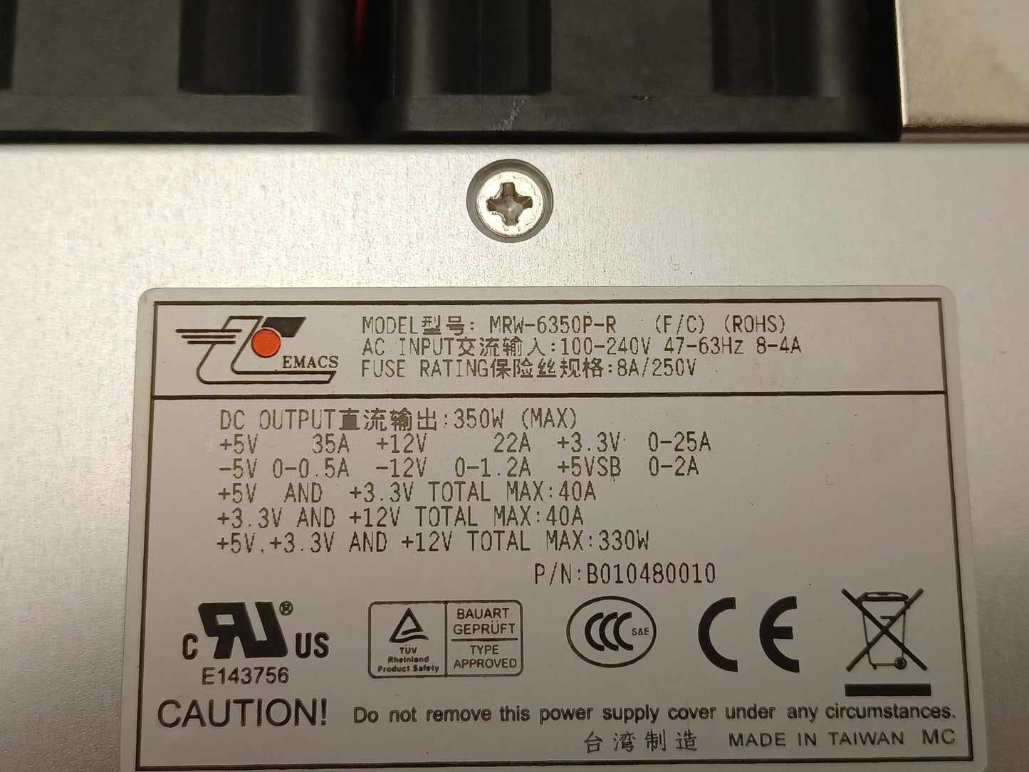 Zippy EMACS 350W 1U Hot Swap Power Supply Unit MRW-6350P-R