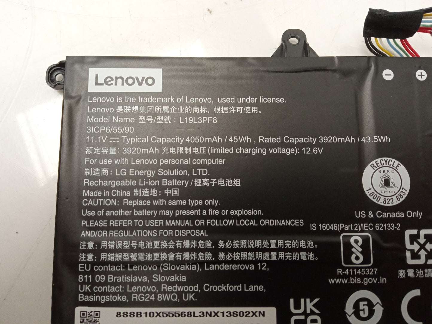 Lenovo 45Wh 12.6V 4050mAh Replacement Laptop Battery L19L3PF8