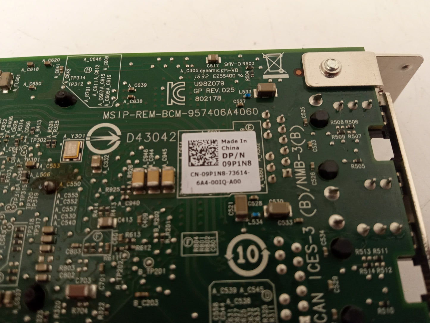 Dell Broadcom 57406 Dual Port 10GbE PCIe Low Profile Network Card 09P1N8 9P1N8