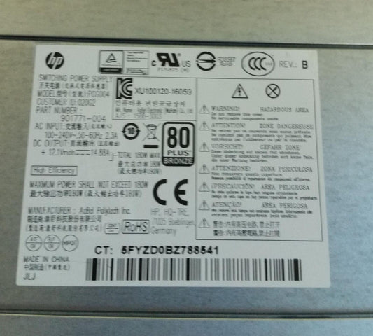 HP 800 600 G3 180W Power Supply Unit 901771-004 PCG004