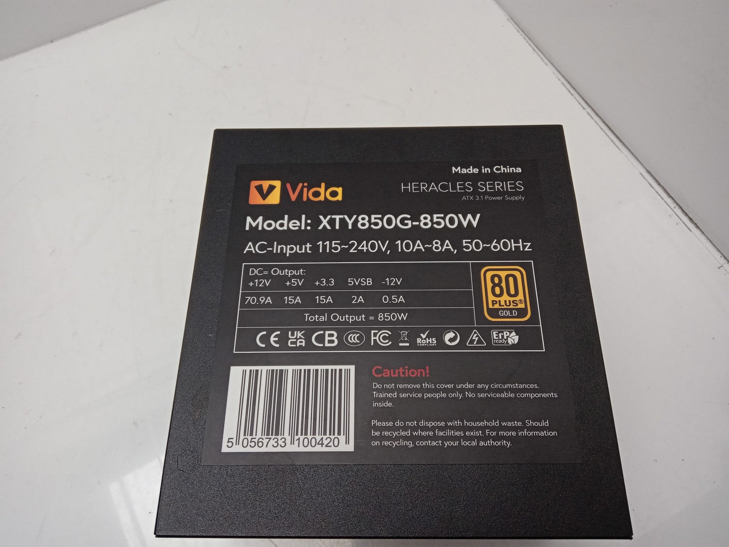 Vida Heracles Series 850W ATX Modular Desktop PC Power Supply Unit XTY850G-850W