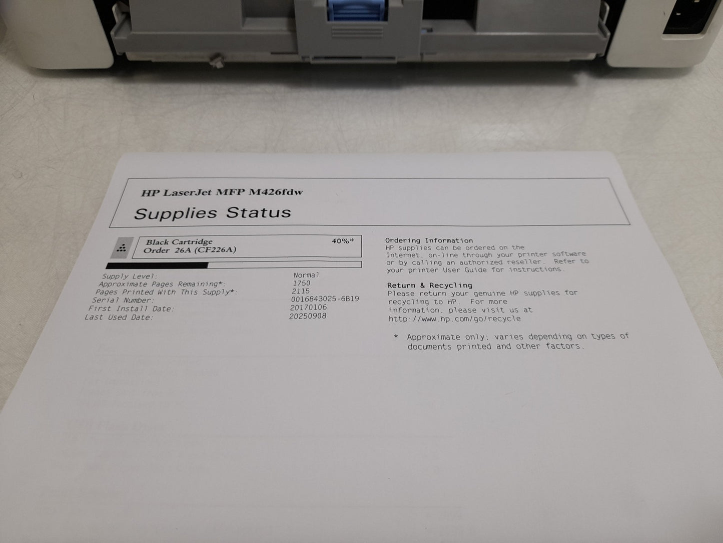 HP LaserJet Pro M426fdw A4 All-In-One USB LAN Laser Printer - F6W15A