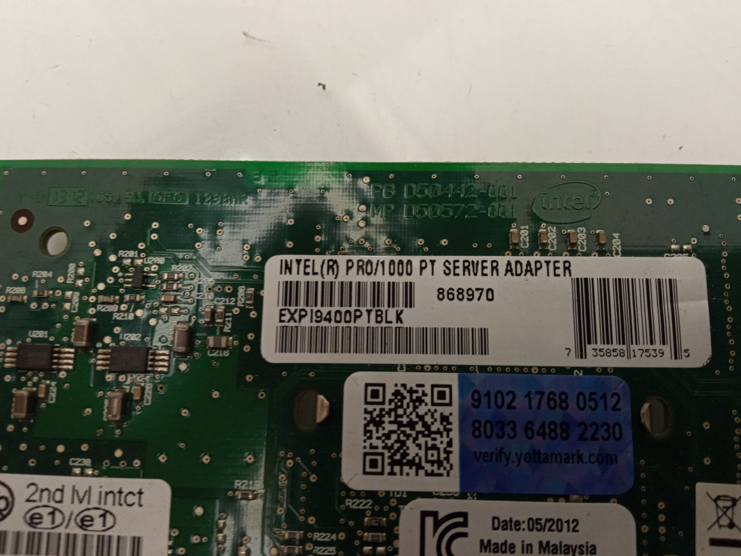 Intel Pro/1000 PT Single Port Gigabit Network Adapter EXPI9400PTBLK D50861-003