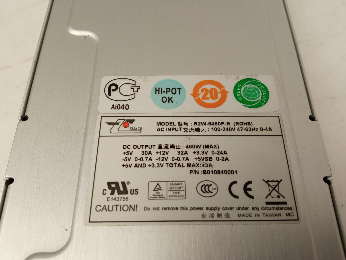 Zippy Emacs 240W Server Hot Swap Power Supply Unit R2W-6460P-R