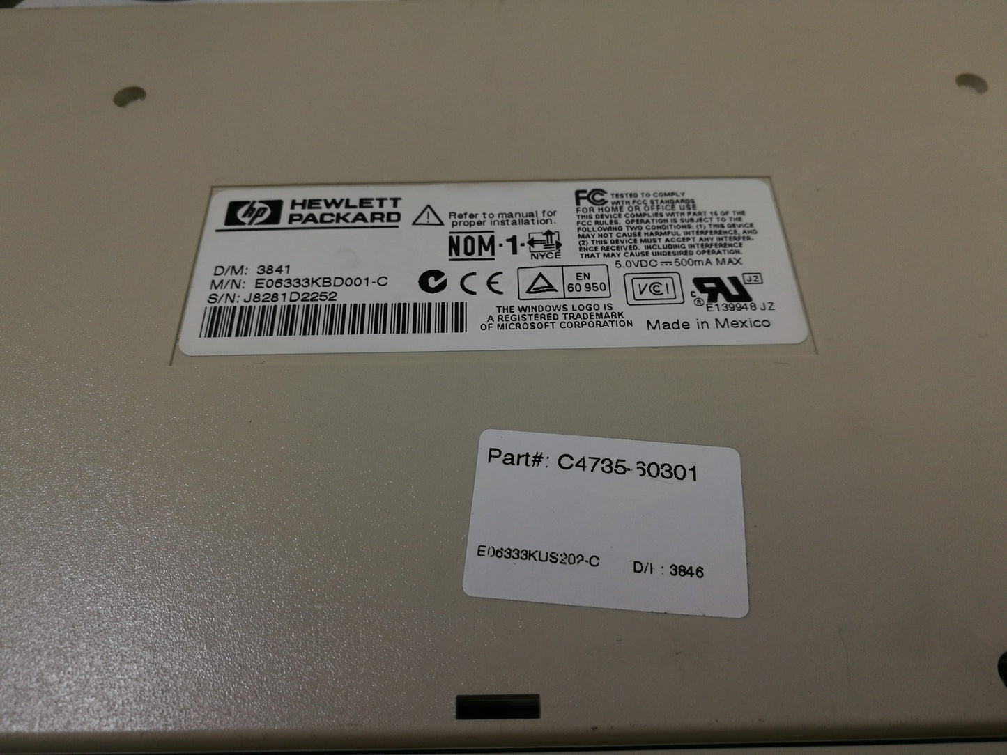 Hewlett Packard C4735-60301 Vintage Computer QWERTY Keyboard