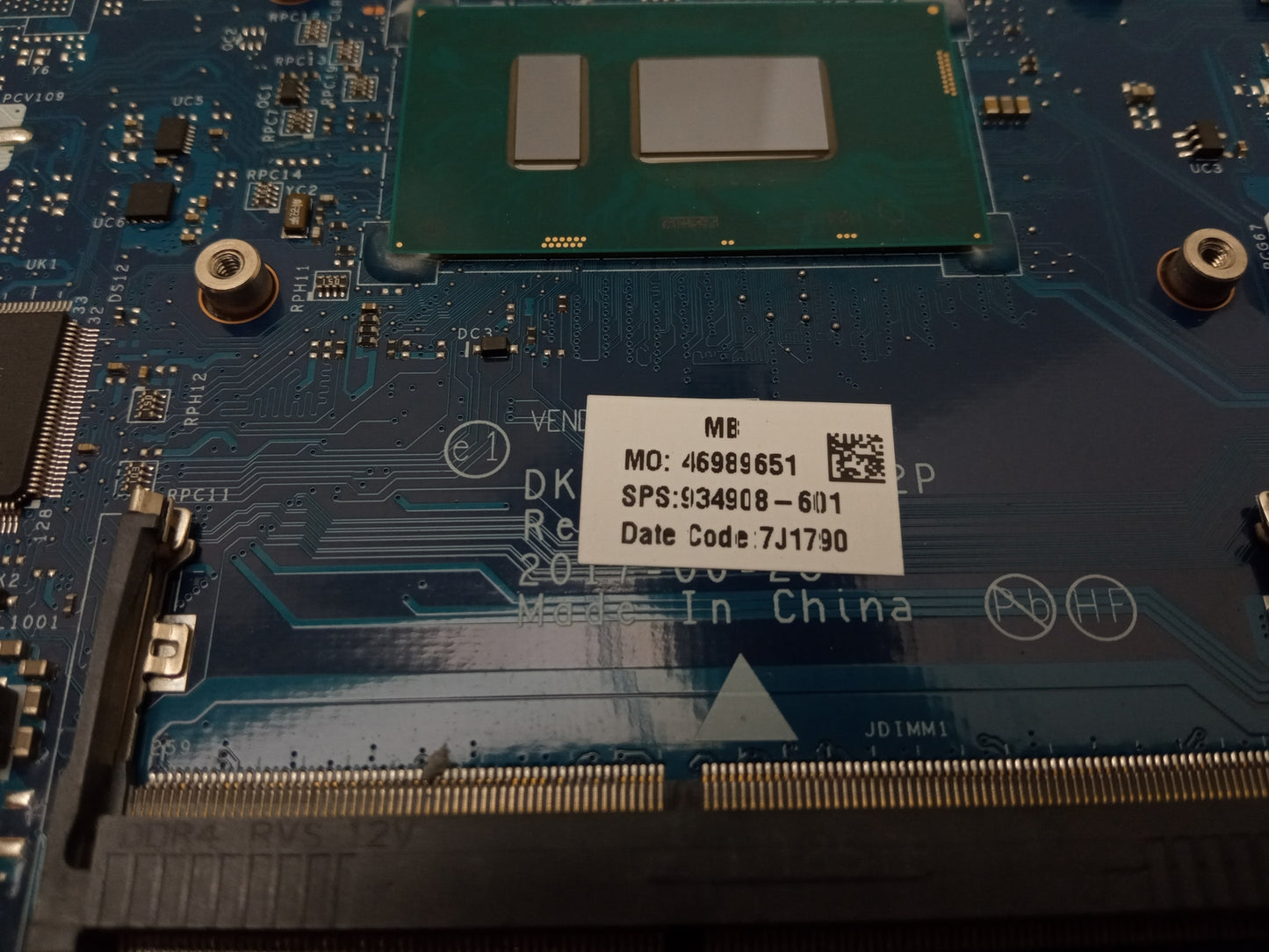 HP Pavilion 15-BW Laptop Motherboard with i5-8250U 1.60 GHz CPU DDR4 934908-601