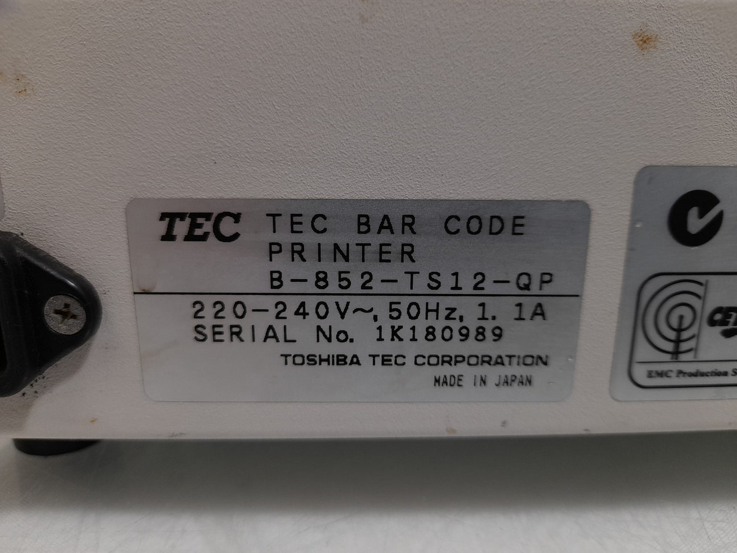TEC B-852-TS12-QP Wide Industrial Label Printer - Missing Leaver Cover