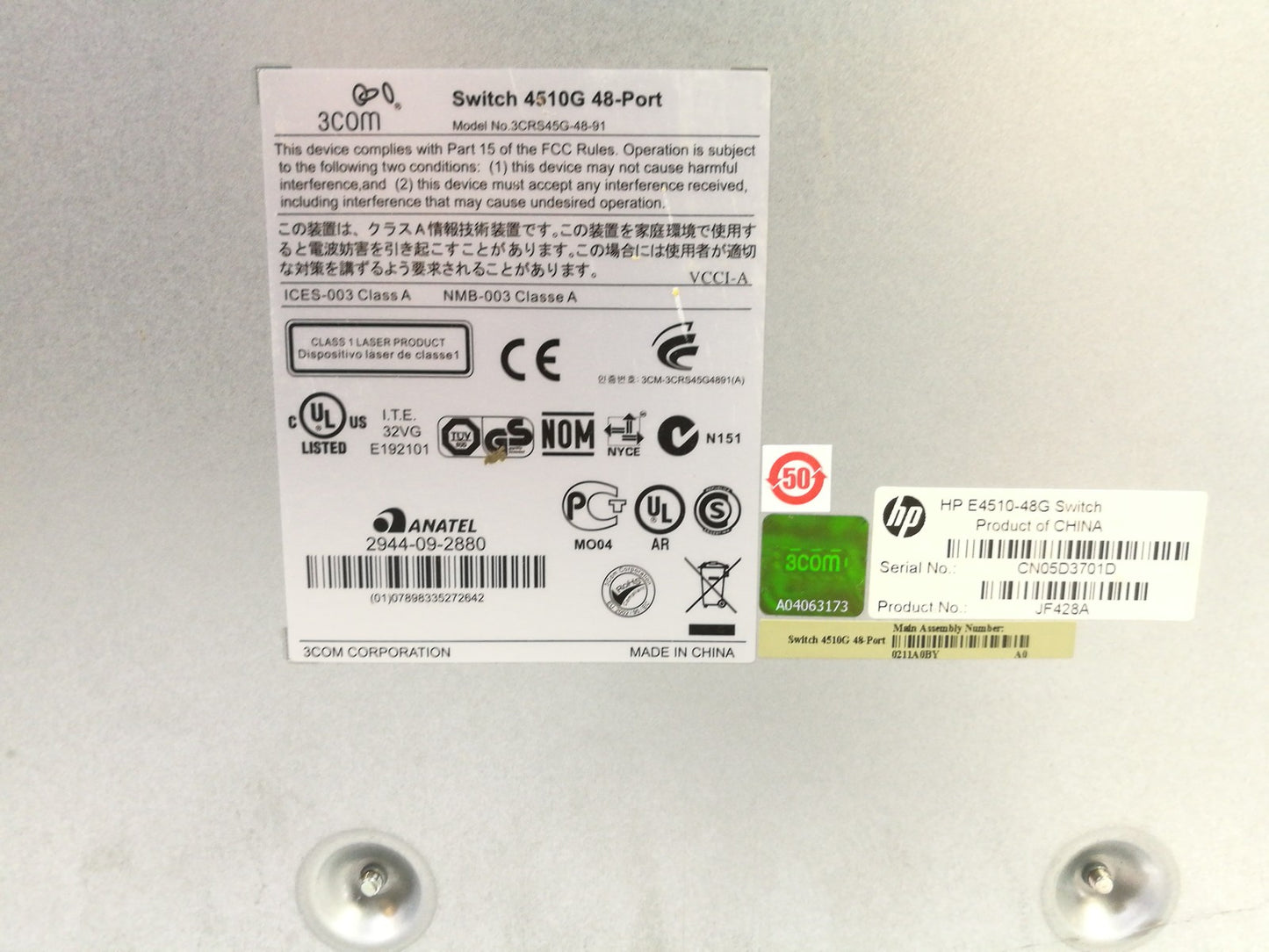 3Com 3CRS45G-48-91 4510G 48 Port Managed Gigabit Network Switch