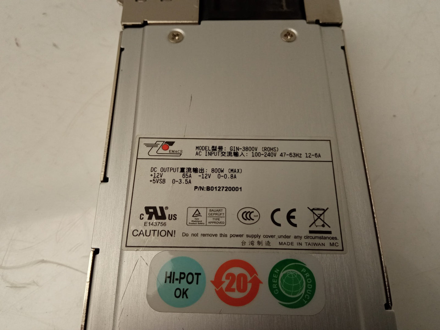 EMACS GIN-3800V 800W Server Power Supply Unit