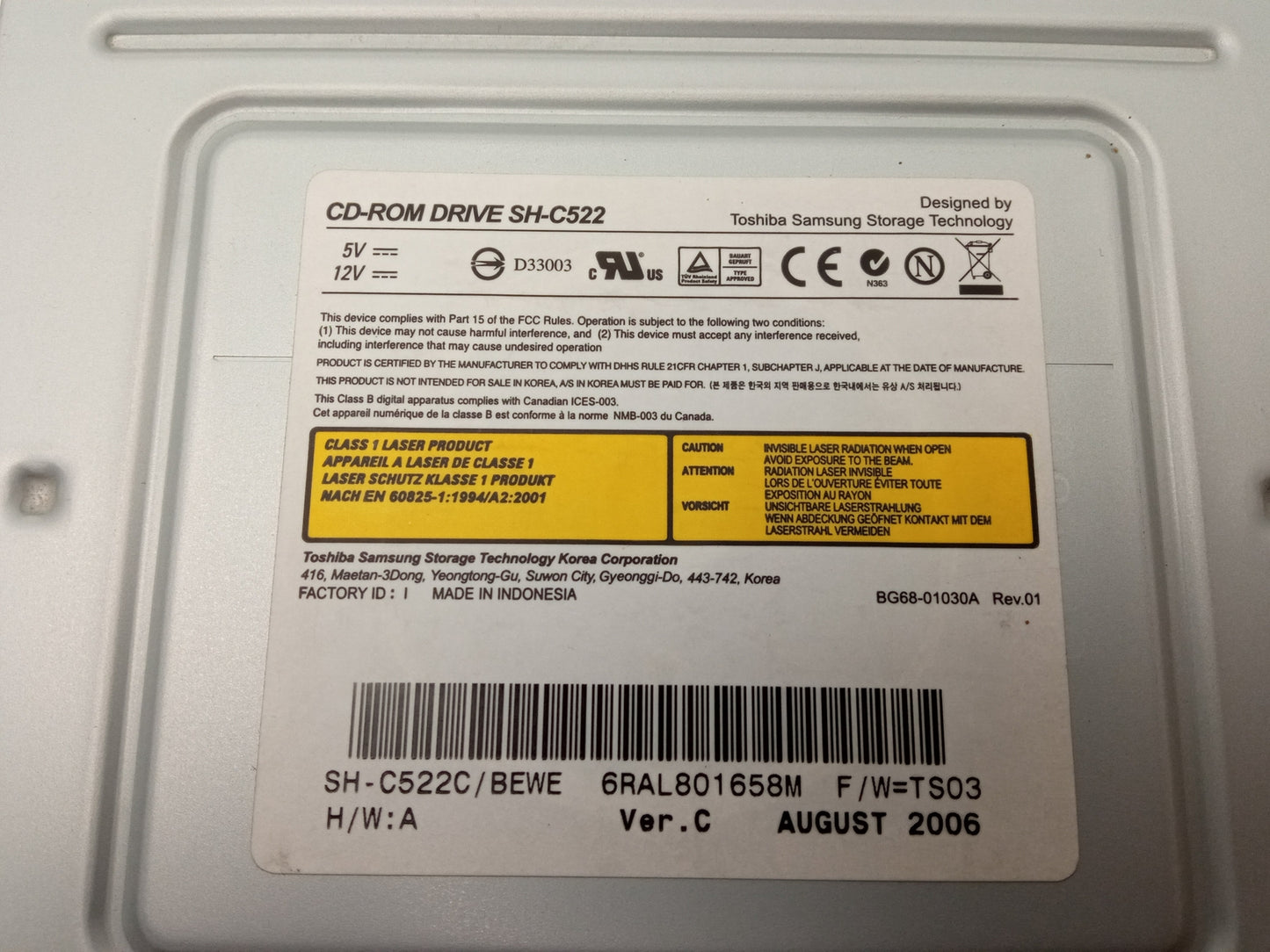 Toshiba Samsung SH-C522/BEWE Vintage Beige CD-ROM Disc Drive