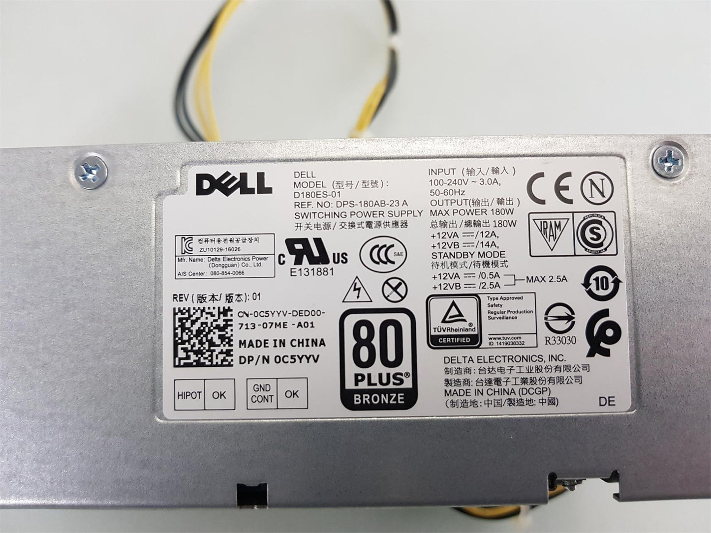 Dell Optiplex 3050 5050 180W Power Supply Unit 0C5YYV C5YYV