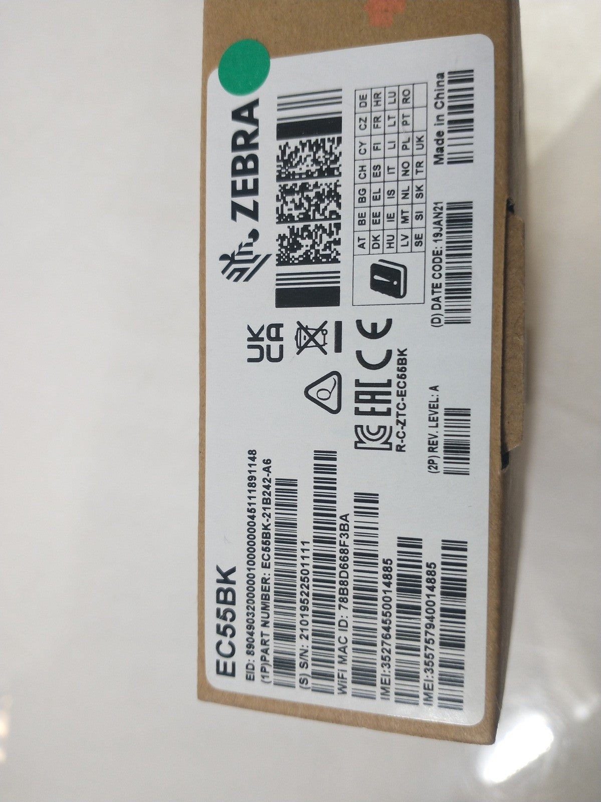 Zebra EC55BK-21B243-A6 EC55BK Android 10 64GB Mobile Computer Barcode Scanner