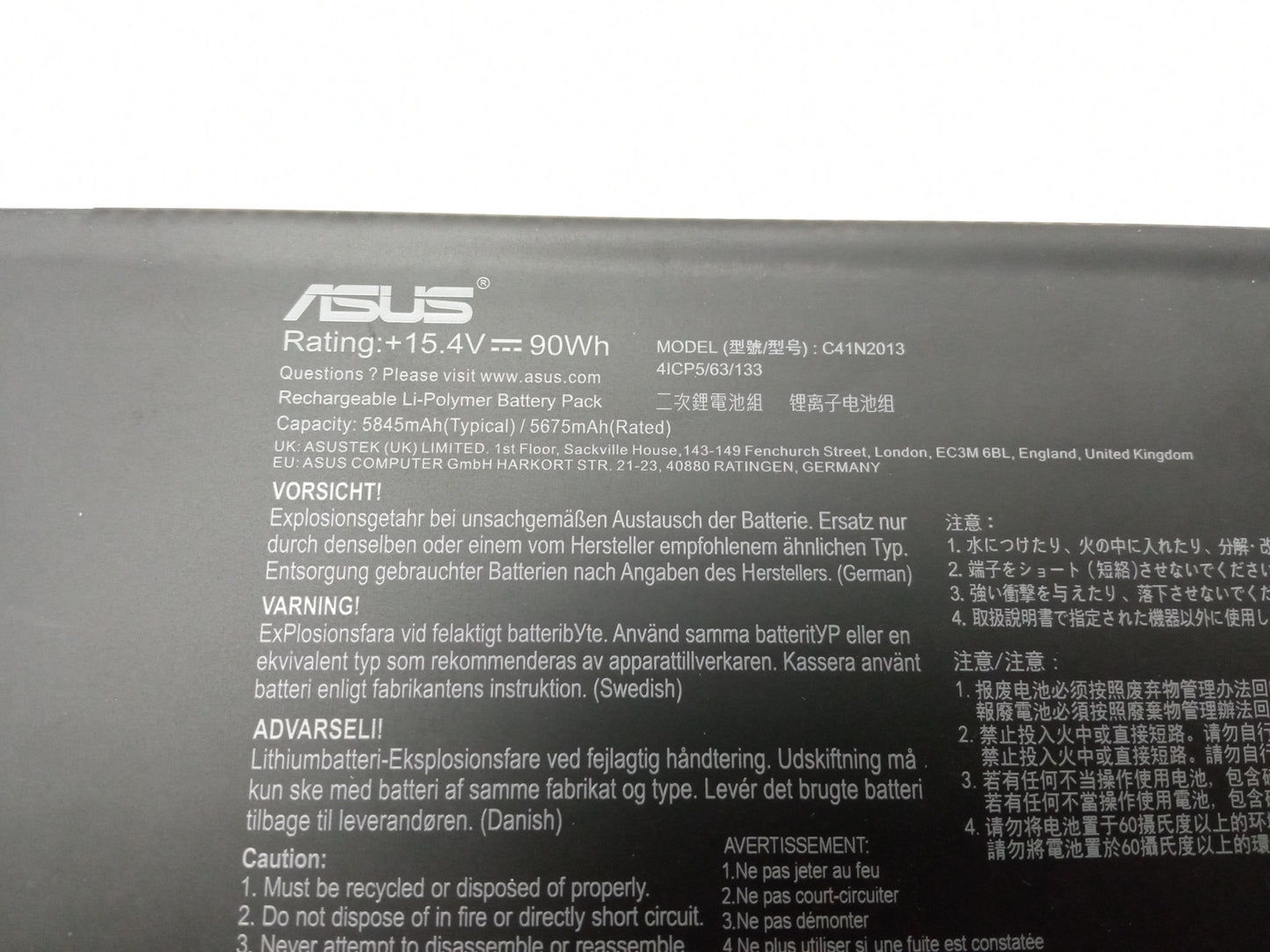 ASUS 90Wh 15.4V 5845mAh Replacement Laptop Battery 41CP5/63/133 C41N2013