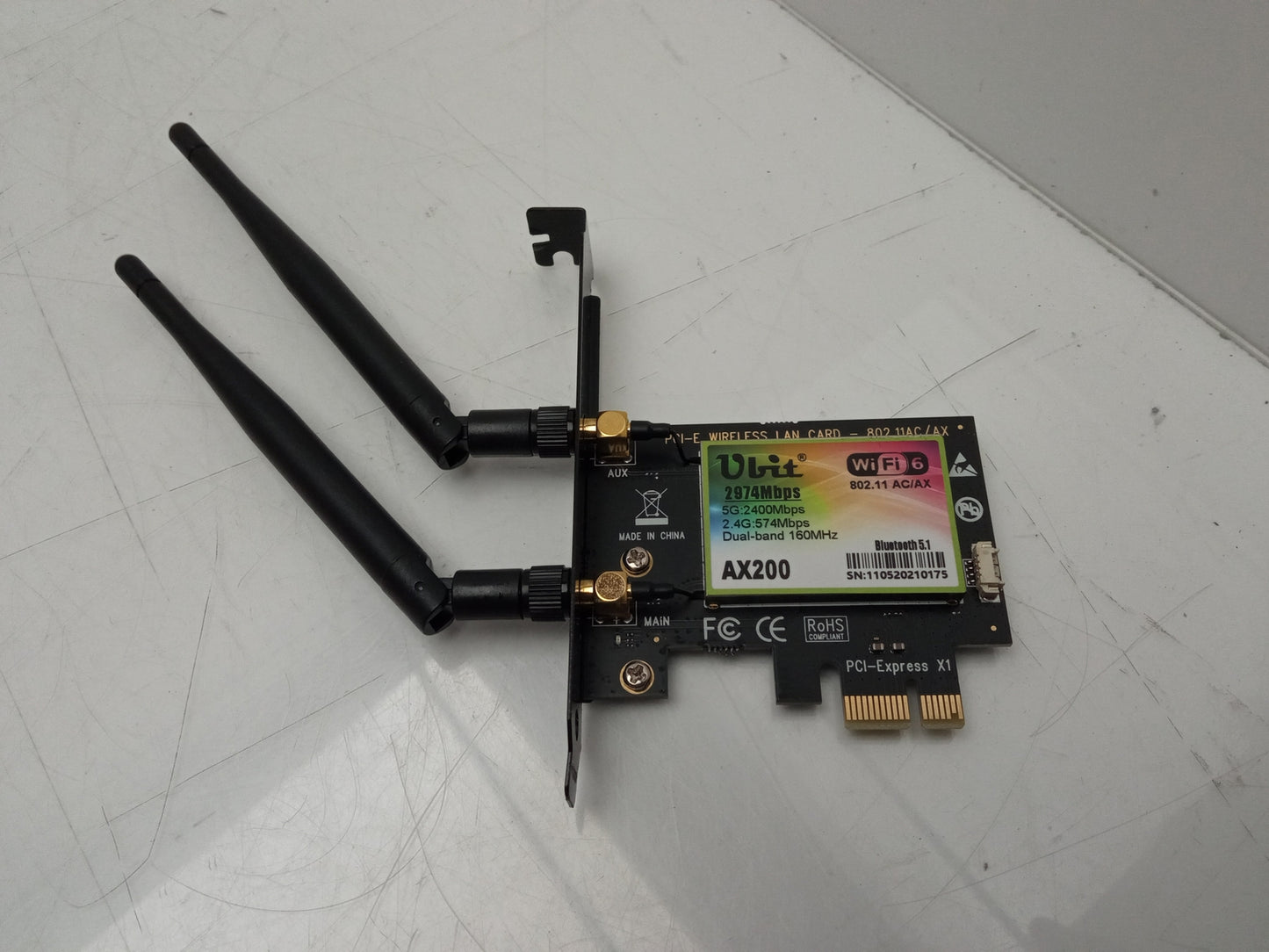UBIT AX200 Gigabit WiFi & Bluetooth Adapter PCIe x1 network Card
