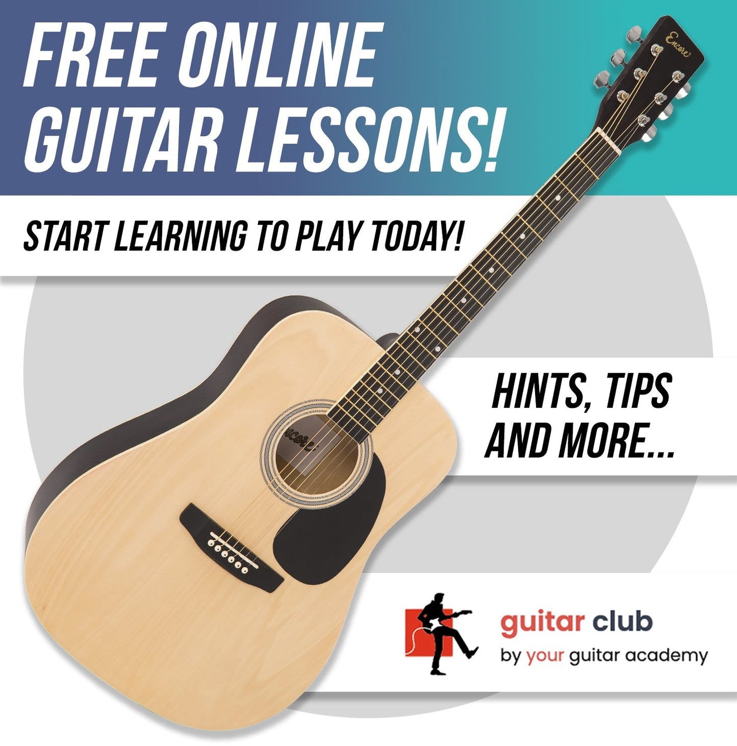 Encore Full Size Acoustic Guitar - Natural