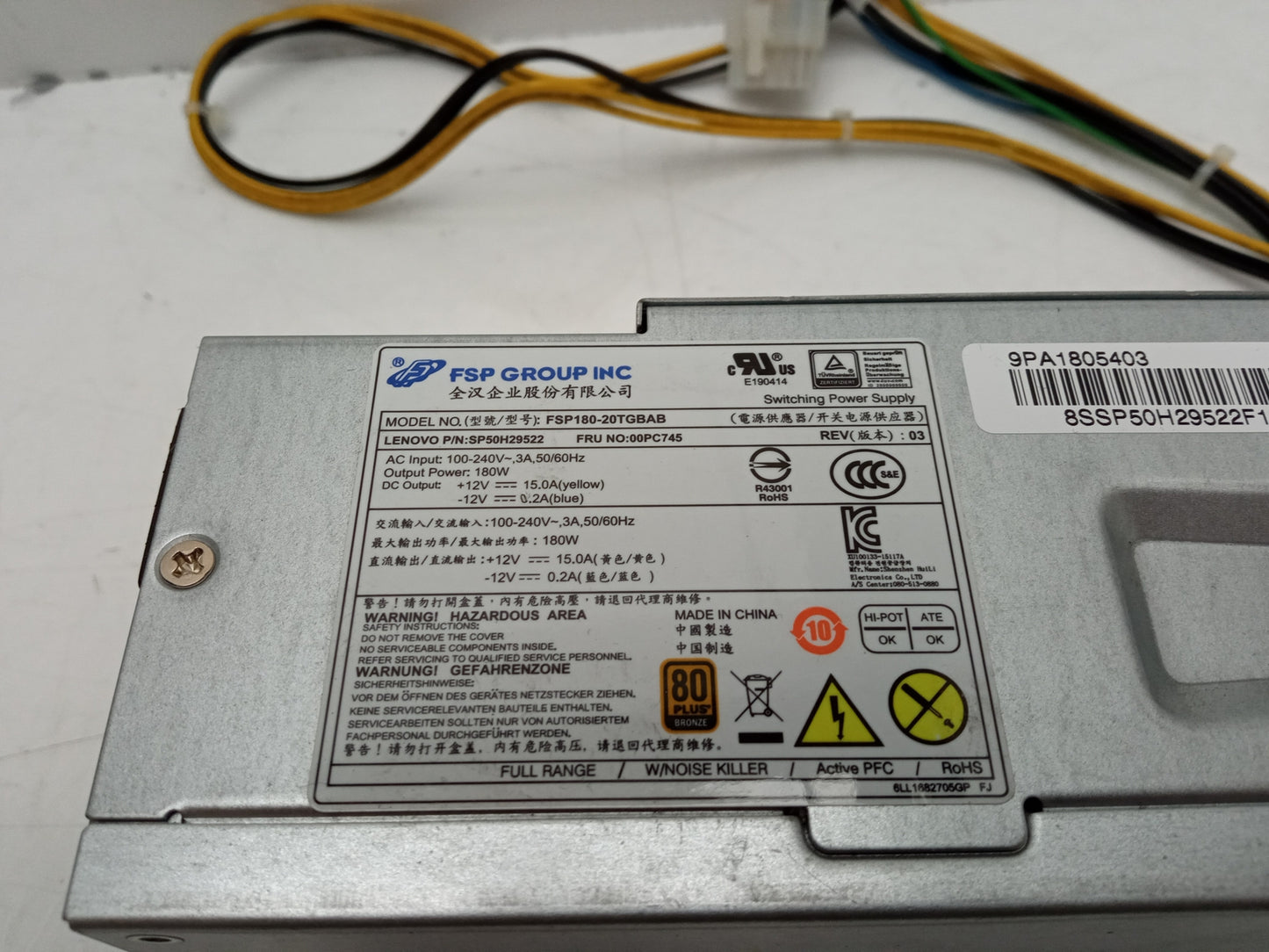 Lenovo S500 S510 180W Power Supply Unit 00PC745 FSP180-20TGBAB