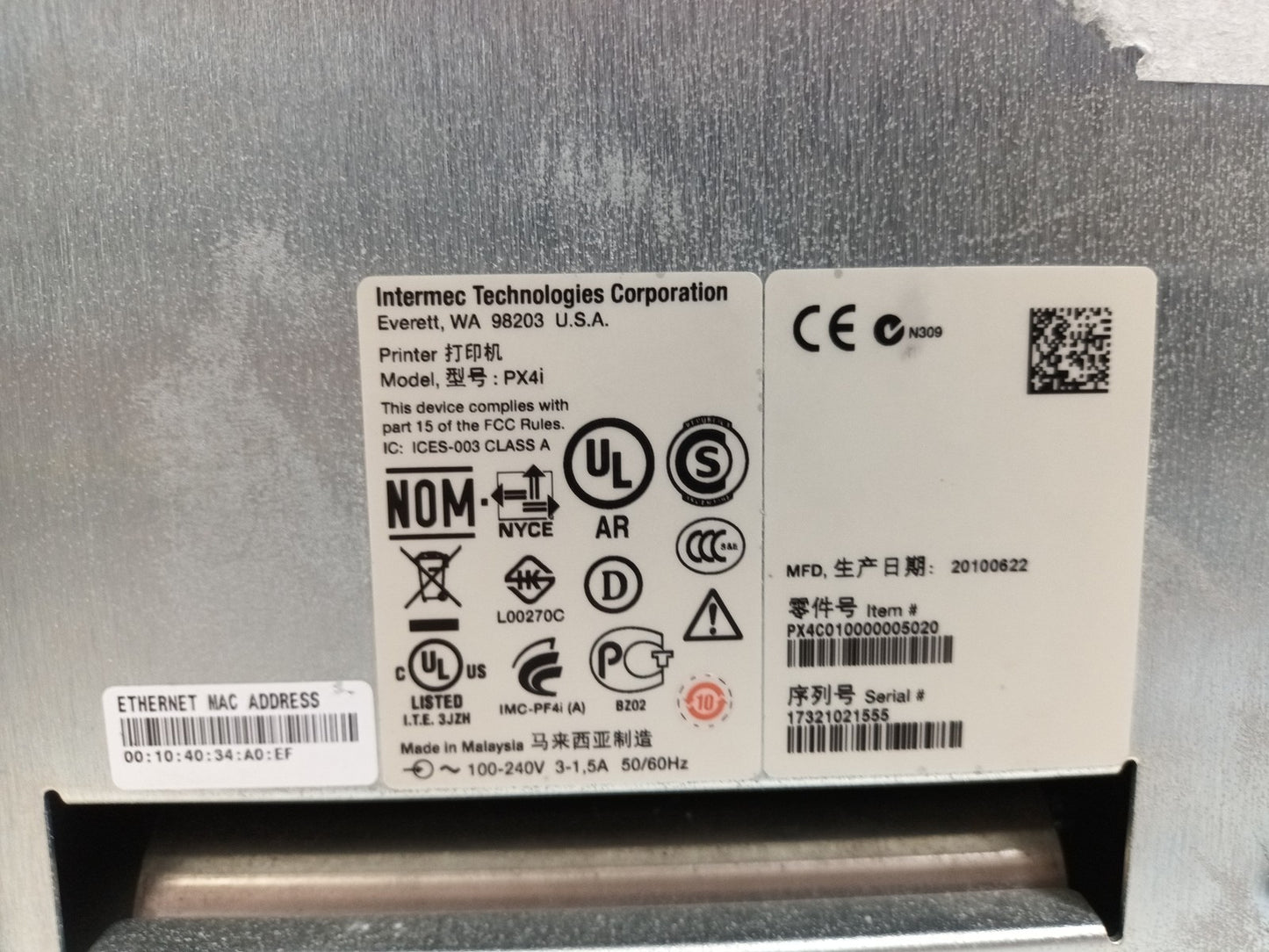 Intermec PX4i USB LAN Serial Thermal Label Barcode Printer