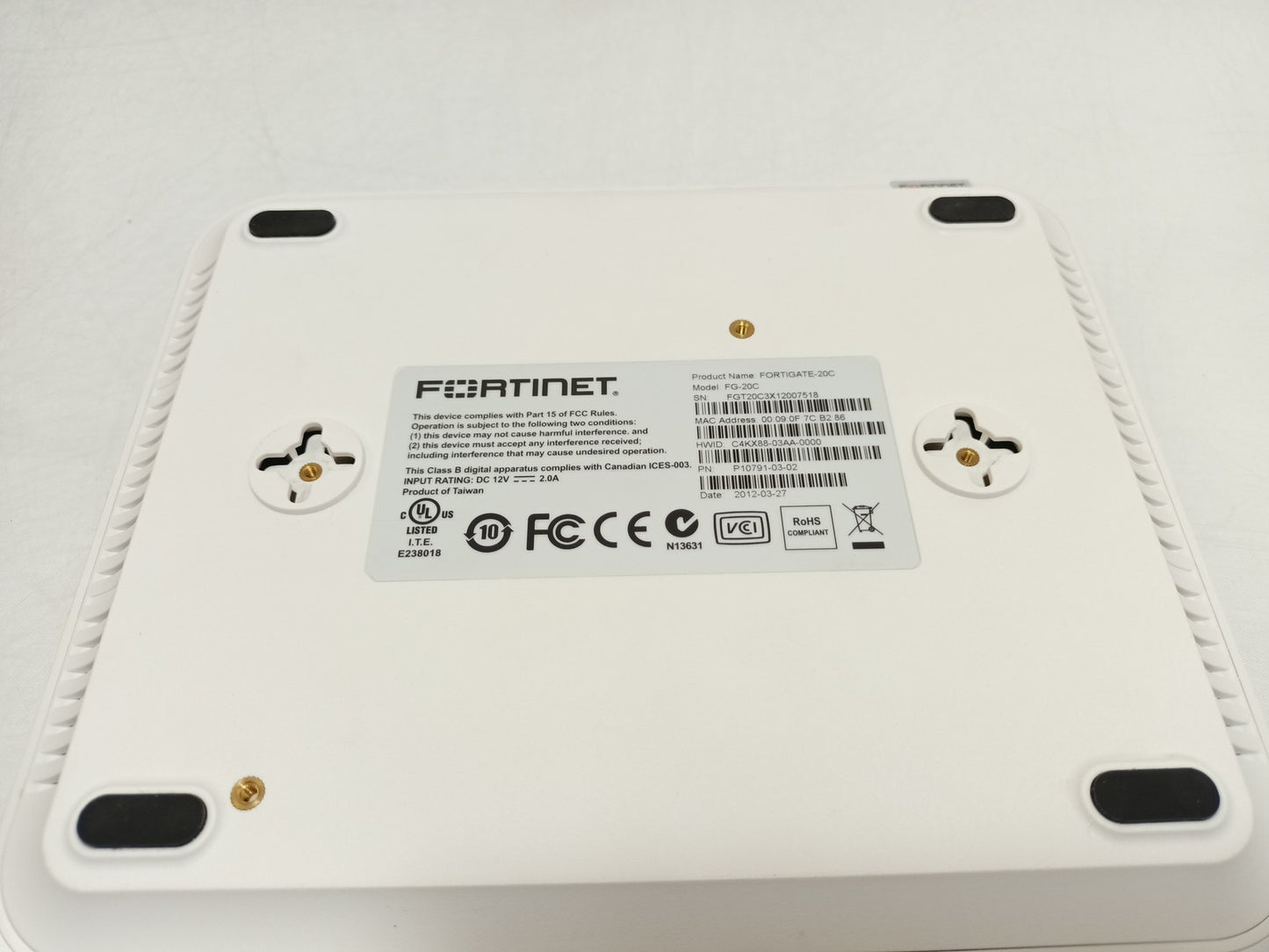 Fortinet FG-20C 4 Port Firewall Security Appliance - With Power Supply