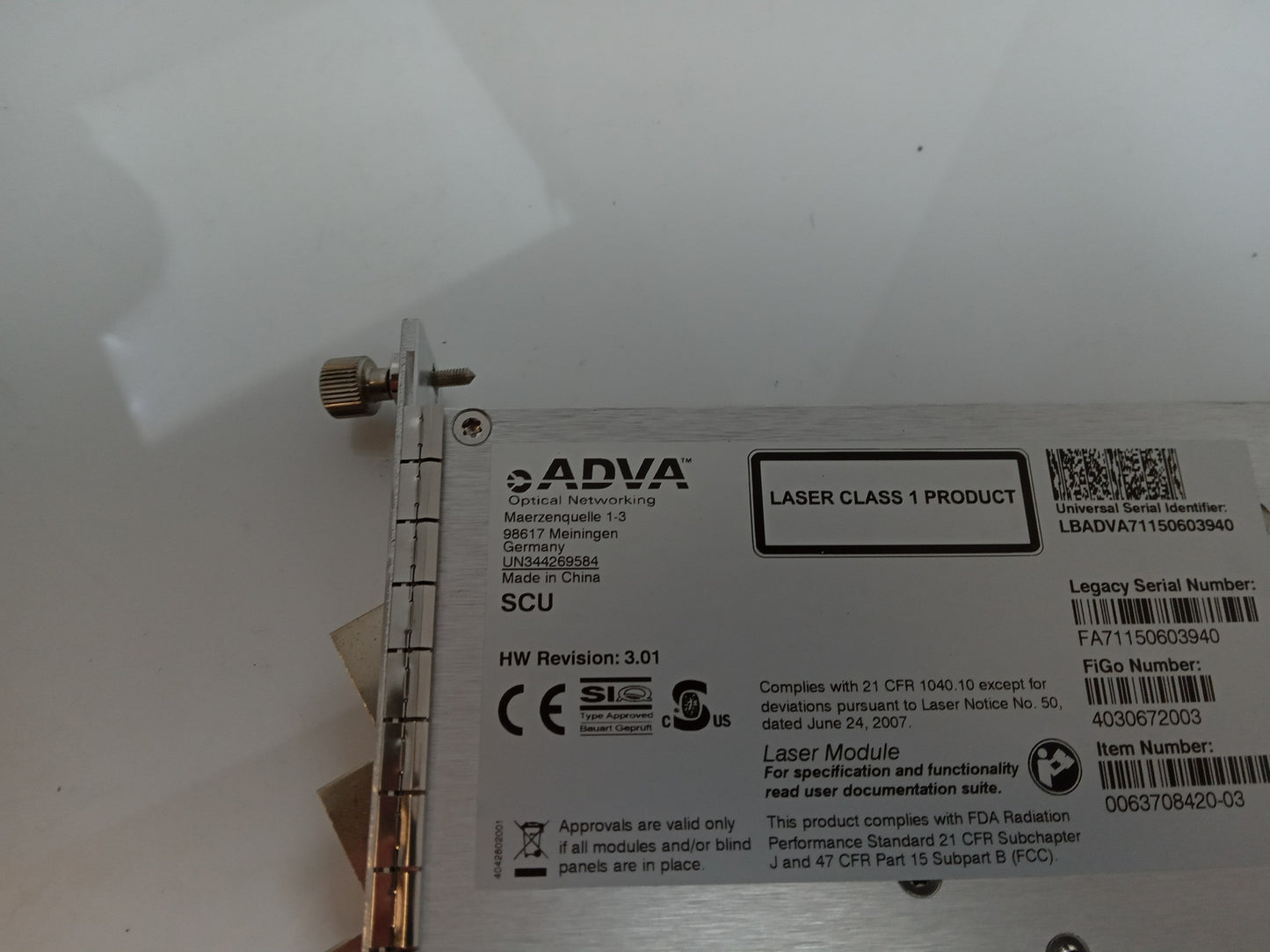 ADVA Optical Shelf Control Unit SCU 0063708420-03