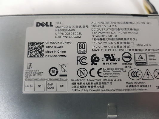 Dell Optiplex 5060 Precision 3430 260W Power Supply Unit 0GDCXM GDCXM