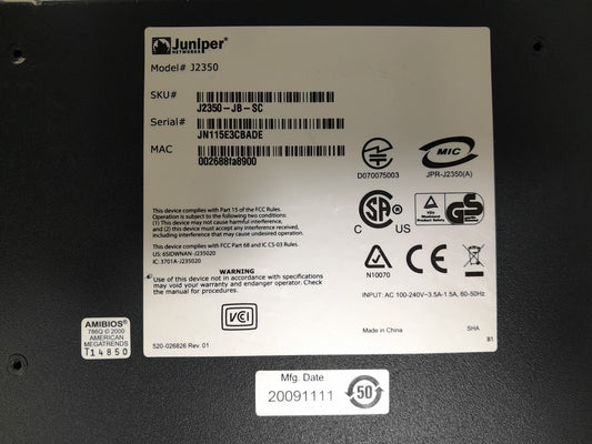 Juniper Networks J2350-JB-SC J-Series Modular Services Router (Inc. 1x ADSL PIM)