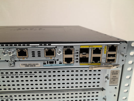 Cisco 3925 Unified Voice ISR Bundle w/ SPE100 - Dual PWR AC - VWIC3-2MFT - 192-Ch DSP