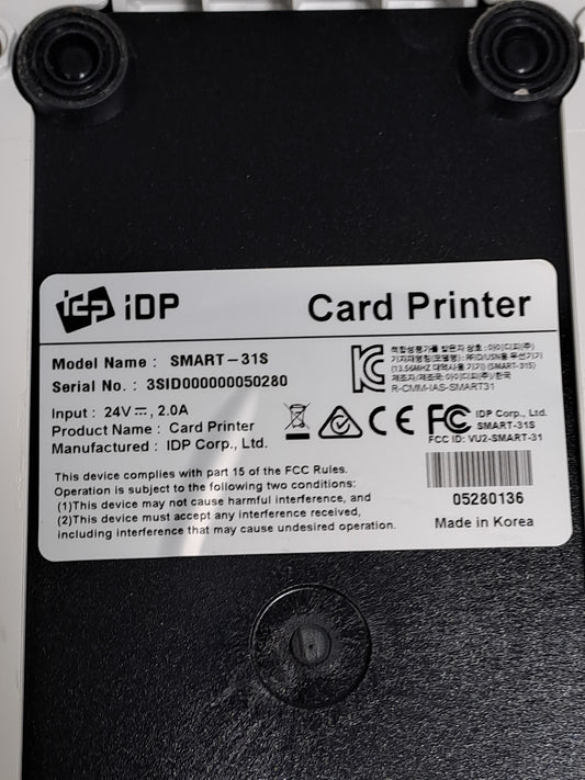 IDP Smart 31S Single-Sided Colour ID Card Printer 300dpi CR80 PSU Tested