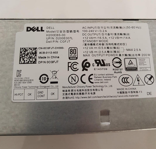 Dell Optiplex 3060 200W Power Supply Unit 0CGFJT CGFJT