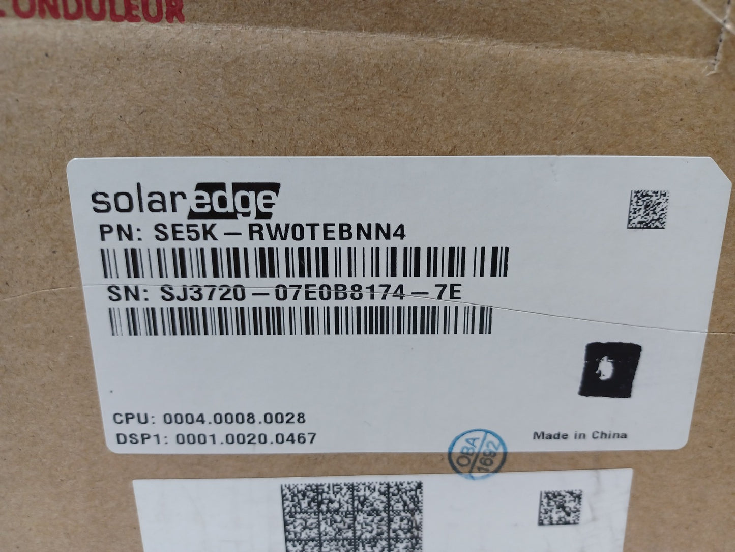 SolarEdge SE5K-RW0TEBEN4 3 Phase 5kW PV Solar Inverter (400V/50Hz)