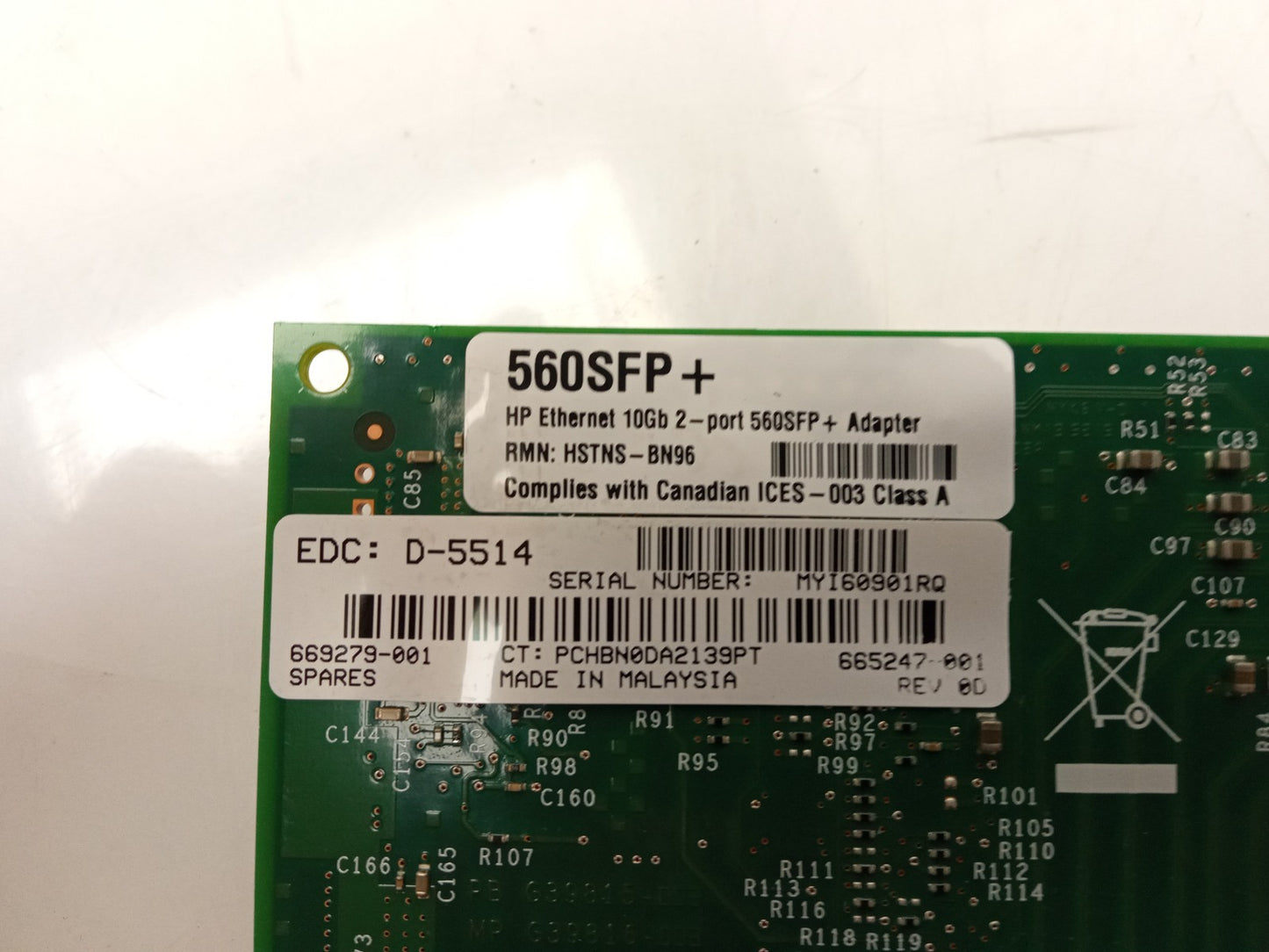 HP 560SFP+ Dual Port 10GbE SFP+ LP Network Interface Card 665247-001 669279-001