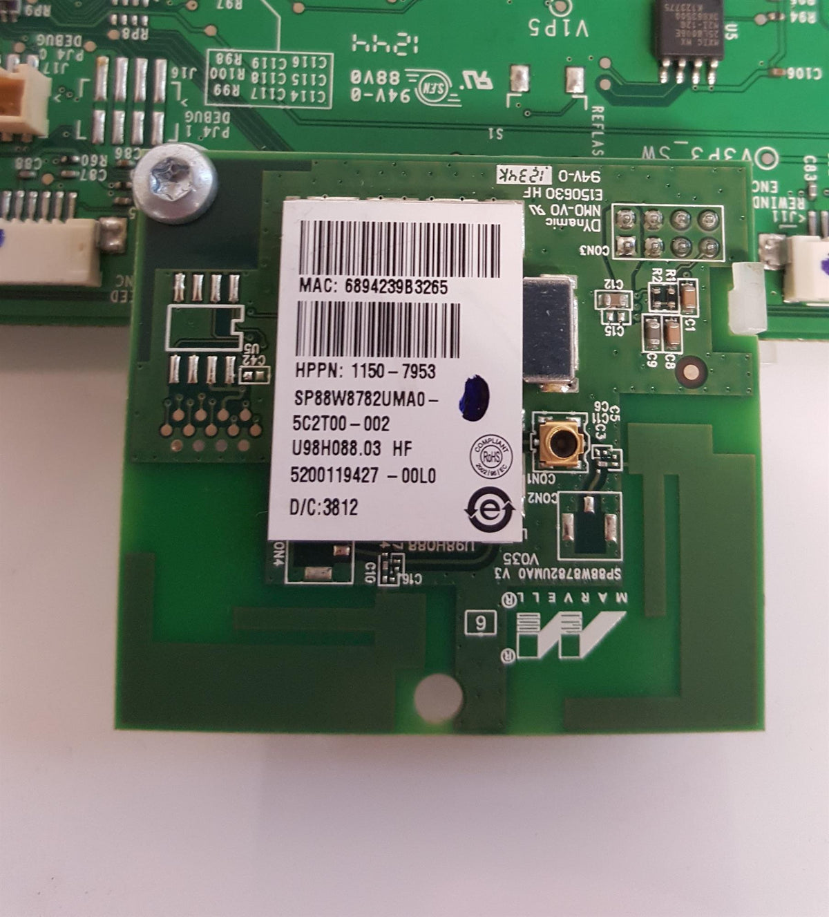 HP DesignJet T520 Formatter Board And Wireless Card CQ890-60023 1150-7953