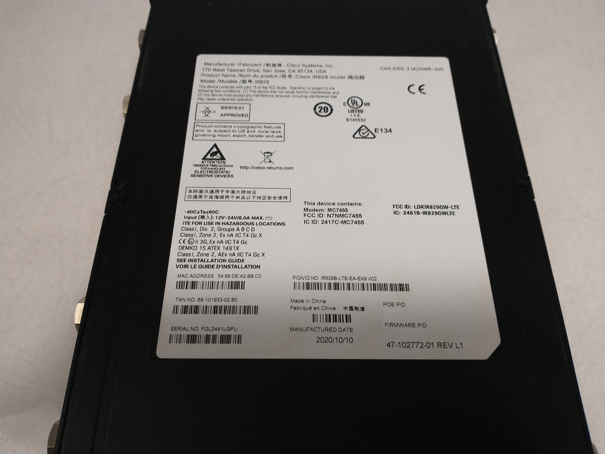 Cisco IR829B-LTE-EA-EK9 V02 IoT Industrial Router