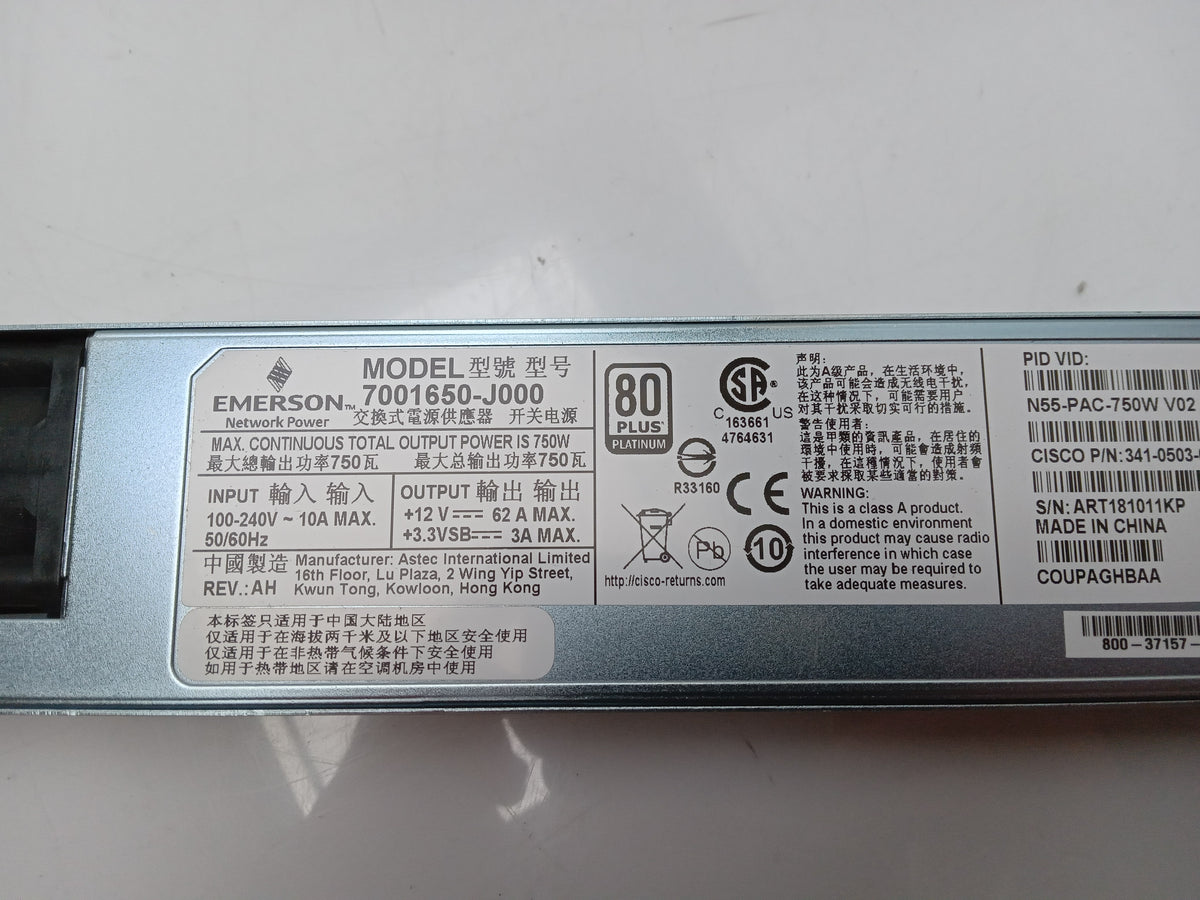 Cisco N55-PAC-750W V02 750W Power Supply Unit 341-0503-01 7001650-J000 
