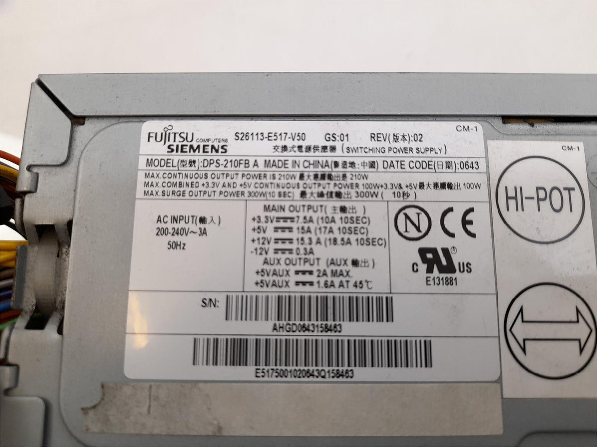 Fujitsu DPS-210FB A 300W Power Supply Unit