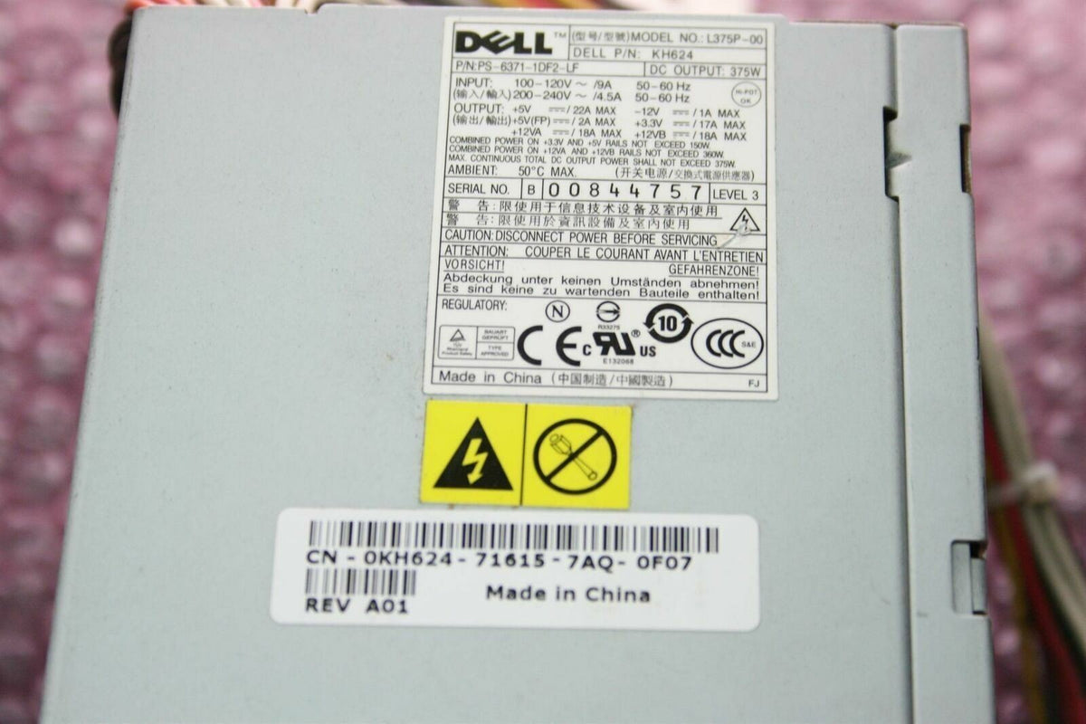 Dell Dimension 9200 XPS 410 Precision T3400 375W Power Supply Unit 0KH624 KH624
