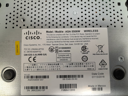 Cisco ASA 5506W-X V07 Wireless Next-Gen Firewall - K8 - 8-Port GE