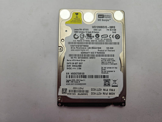 Western Digital Scorpio Blue WD1200BEVS-08RST2 120GB 2.5" Laptop Hard Drive SATA