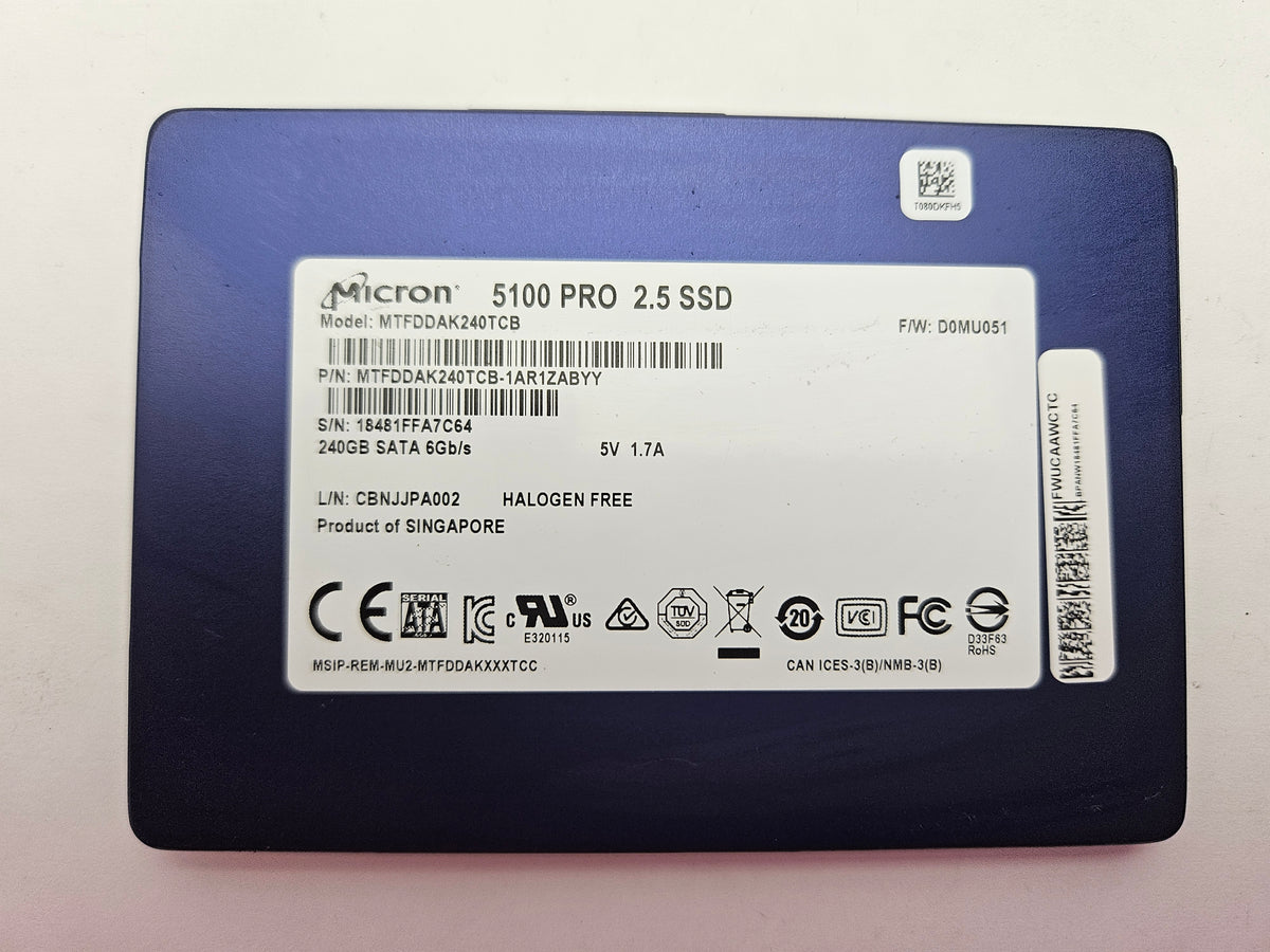 Micron 5100 Pro MTFDDAK240TCB 240GB 2.5" Solid State Drive SATA SSD