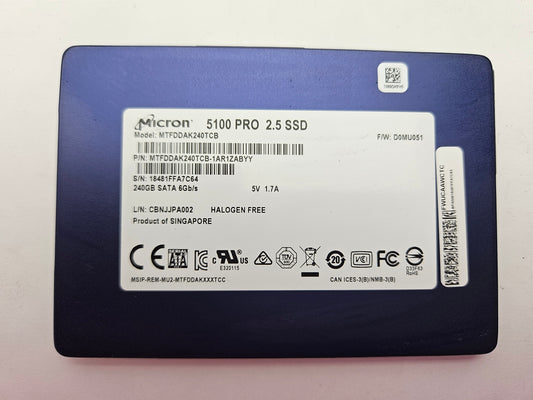Micron 5100 Pro MTFDDAK240TCB 240GB 2.5" Solid State Drive SATA SSD